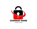 Padlock logo icon with swoosh graphic element