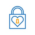 Padlock love icon duocolor blue orange style valentine illustration symbol perfect