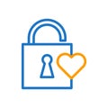 Padlock love icon duocolor blue orange style valentine illustration symbol perfect