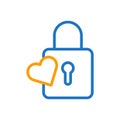 Padlock love icon duocolor blue orange style valentine illustration symbol perfect