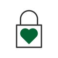 Padlock love icon duotone grey green style valentine illustration symbol perfect