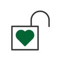 Padlock love icon duotone grey green style valentine illustration symbol perfect