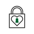 Padlock love icon duotone grey green style valentine illustration symbol perfect