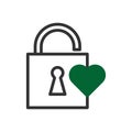 Padlock love icon duotone grey green style valentine illustration symbol perfect