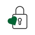 Padlock love icon duotone grey green style valentine illustration symbol perfect