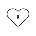 Padlock love outline icon. Symbol, logo illustration for mobile concept and web design.