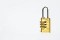 Padlock luggage lock code on white background with copy space f