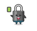 Padlock mascot character with energetic gesture