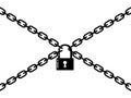 Padlock and metal chain. concept of protection and lack of freedom vector illustration