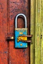 Padlock old worn door weathered easy entry