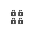 Padlock open and closed simple vector icon set.