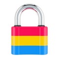 Padlock with pansexual flag, 3D rendering