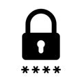 Padlock with password icon in flat style. Royalty Free Stock Photo