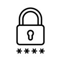 Padlock with password icon in linear style. Royalty Free Stock Photo