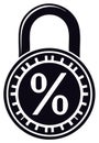 Padlock with Percentage Sign Icon Representing Fixed Interest Rate and Financial Security Royalty Free Stock Photo