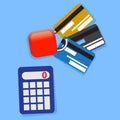Padlock and Plastic Credit Cards. Concept of a Safe Payment.