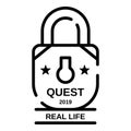 Padlock quest real life icon, outline style Royalty Free Stock Photo