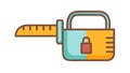 Padlock with Ruler Icon: Secure Measurements & Data, vector design Generative AI Royalty Free Stock Photo
