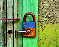 Padlock rusted painted wood door easy entry