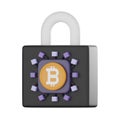 Bitcoin cryptocurrency lock icon 3D render