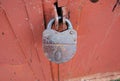 Padlock security organization red door. Royalty Free Stock Photo