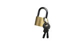 padlock shackle lock keys white background locker Royalty Free Stock Photo