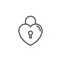 Padlock shaped heart icon line design