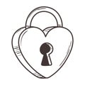 Padlock shaped heart love romantic doodle icon design