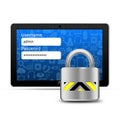 Padlock with social media on tablet