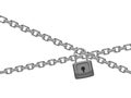 Padlock and steel chain. Finance security and computer safety vector concept