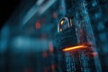 Padlock symbolizing digital security with binary code background Royalty Free Stock Photo