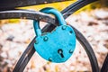 A padlock that is traditionally hung on the railing after the wedding