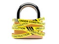 Padlock with under construction tape