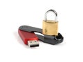 Padlock and USB flash drive Royalty Free Stock Photo