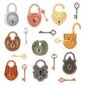Padlock vector lock for safety and security protection with keys locked secure mechanism to interlock or lockout keyed