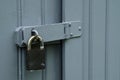 Padlock on wooden door Royalty Free Stock Photo