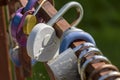 Padlock, which symbolically embodies the feelings of lovers and newlyweds to each other and acts as a pledge of their loyalty Royalty Free Stock Photo