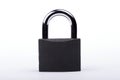 Lock on a white background. Castle close-up. Protection of property. Security of money