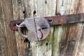 padlock . wooden door Royalty Free Stock Photo