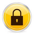 Padlock yellow circle icon