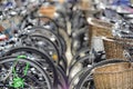 Padlocked Bikes at a bicycle parking rack