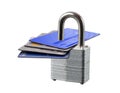 Padlocked credit cards, isolated Royalty Free Stock Photo