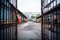 a padlocked factory gate Royalty Free Stock Photo