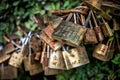 Padlocks along trail on Huashan Mountain