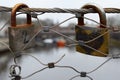 2 padlocks on a metal bridge in Amersfoort in The Netherlands