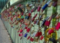 Padlocks on a bridge