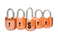 Padlocks concept - US dollar currency safety