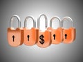 Padlocks concept: US dollar currency safety