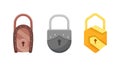 Padlocks. Flat padlock icons for protection privacy, web and mobile apps. Cartoon closed locks. Design template of