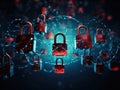 padlocks in front of digital codes. Cybersecurity. Locks. Keys. Royalty Free Stock Photo